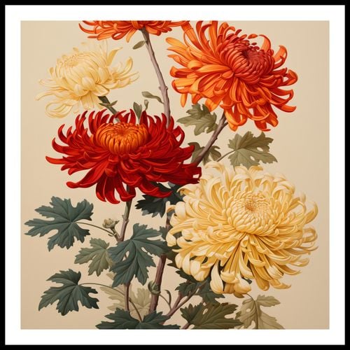 Plakat 60x60cm Tańczące Chryzantemy na Arena.pl