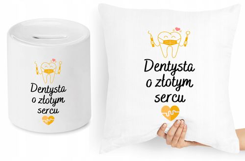 Dla Dentysty Zestaw Poduszka + Skarbonka Prezent Z Nadrukiem Ze Zdjęciem na Arena.pl