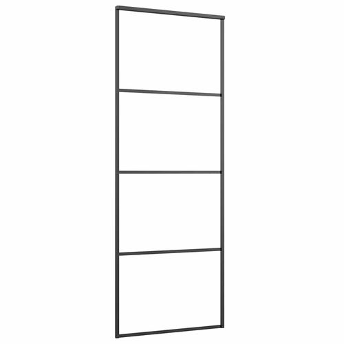 Drzwi przesuwne z zestawem okuć czarne 76x205 cm ESG szkło na Arena.pl