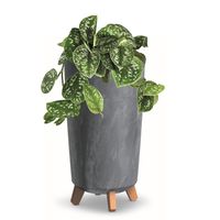 Donica wysoka okrągła 24cm imitacja Beton ciemny szary