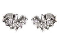 Eleganckie rodowane srebrne kolczyki celebrytki nietoperz bat białe cyrkonie srebro 925 K2688