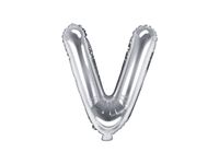 Balon foliowy litera V srebrny 35cm 1szt