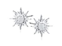 RODOWANE SREBRNE KOLCZYKI SŁOŃCE BIAŁE CYRKONIE