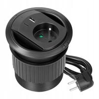 Gniazdo Wpuszczane w Blat 230V ŁADOWARKA USB + USB-C Przepust Kablowy 1,4m