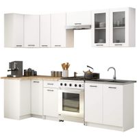 MEBLE KUCHENNE ZESTAW NAROŻNY Z WITRYNĄ OLIWIA 3M H720 BIAŁY