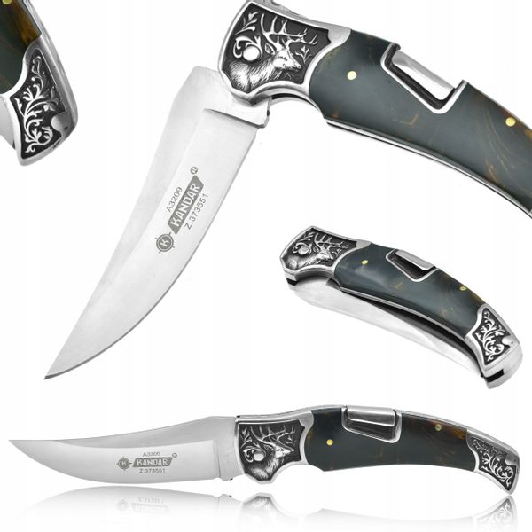 KANDAR Nóż Myśliwski Składany Zdobiona Rękojeść zdjęcie 1