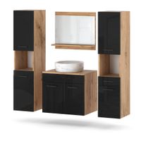 Meble Łazienkowe Szafka Pod Umywalke Z Lustrem Słupek Wotan Czarny Połysk