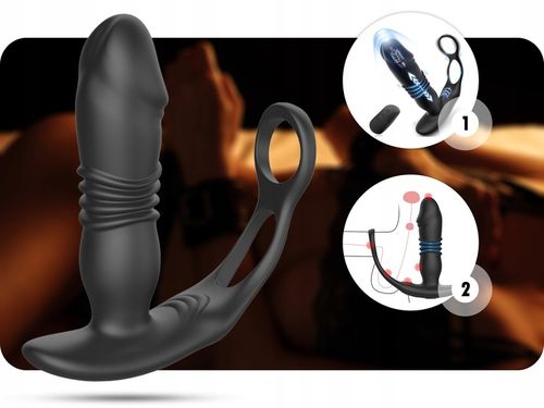 ZDALNIE STEROWANY MASAŻER PROSTATY POSUWISTY Z PILOTEM + RINGI JĄDRA PENIS na Arena.pl
