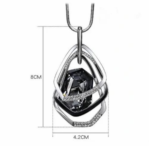 Naszyjnik DŁUGI srebrny łańcuszek kryształ GRAFIT na Arena.pl