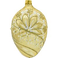 Bombka choinkowa ręcznie malowana - Jajo z perełkami: złote