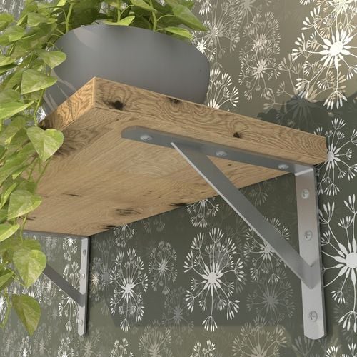 Srebrny wspornik półki 40 cm podpórka uchwyt do półki drewnianej mocny na Arena.pl