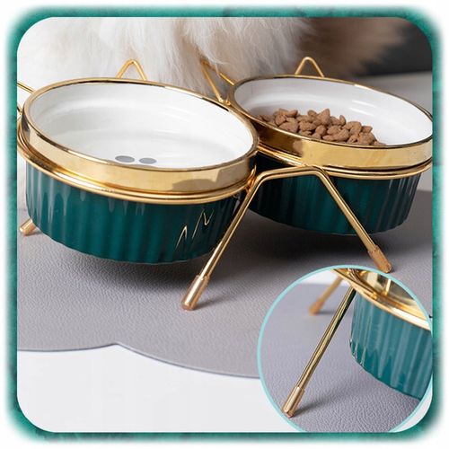 ZESTAW 2SZT MISKA DLA KOTA PSA PODWÓJNA CERAMICZNA NA STOJAKU Miski 2x300ml na Arena.pl