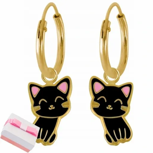 KOLCZYKI KOTKI 925 WISZĄCE KOŁA DLA DZIEWCZYNKI zdjęcie 1