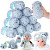 Zestaw włóczek jasno niebieskich  12 sztuk włóczka miękka do szydełkowania