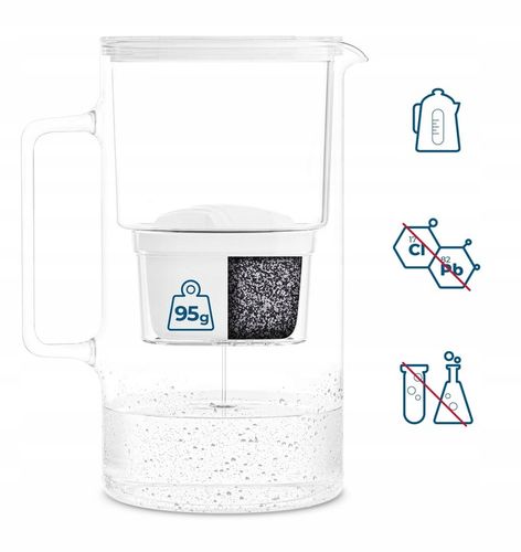 Dzbanek filtrujący szklany Wessper D2 Borosilicate 3l biały + 1x filtr na Arena.pl