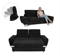 Sofa 2-osobowa uszak Savio czarna ciemna sztruks Idylla Family Meble