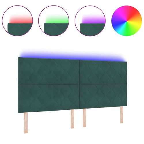 Wezgłowie LED Ze LED Lights Ciemnozielony 200 cm Aksamit na Arena.pl