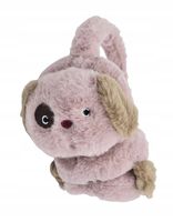 Mięciutkie pluszowe nauszniki Piesek z łatką na oku pudrowy róż