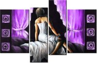 130CM 85 OBRAZ 4 ELEM PIĘKNA DZIEWCZYNA FIOLECIE ŚCIENNY