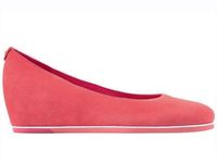 Högl Czółenka damskie - Zamszowe na koturnie - rozmiar 35 - Koralowy zamsz