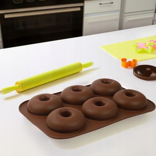 FORMA SILIKONOWA DO ROBIENIA PĄCZKÓW DONUTÓW DONATÓW CIASTEK Z DZIURKĄ 6SZT na Arena.pl