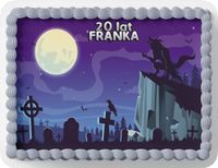 PROSTOKĄTNY OPŁATEK NA TORT A4 20x29CM - ZOMBIE ZOMBI + IMIĘ