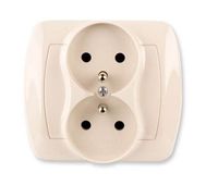 akord gniazdo 2-krotne z/u beżowe - e131aa-kn078