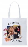 Donald Tusk Platforma Torba Eco Biała Shopper Z Nadrukiem Ze Zdjęciem