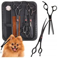 NOŻYCZKI FRYZJERSKIE GROOMERSKIE 7.0 ZESTAW 3+1 DO STRZYŻENIA PSI FRYZJER