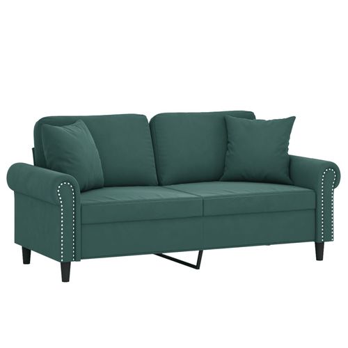 2-osobowa sofa z poduszkami, ciemnozielona, 140 cm, aksamit na Arena.pl