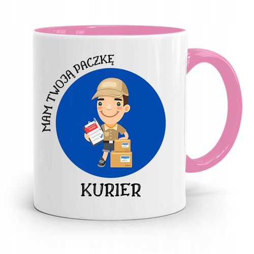 Kubek Różowy Dla Kuriera Mam Twoją Paczkę Prezent Z Nadrukiem Ze Zdjęciem na Arena.pl