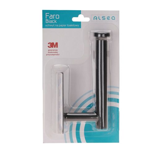 Uchwyt na papier toaletowy FARO stalowy czarny samoprzylepny na taśmę 3M na Arena.pl