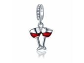 Rodowany srebrny wiszący charms do pandora kieliszki lapki wina vine srebro 925 NEW120