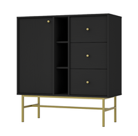 Nowoczesna Komoda 1 Drzwi 3 Szuflady TORO LOFT Czarna 100 cm LP 3 kolory