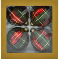 Okrągłe Bombki Szkocka Krata: zestaw