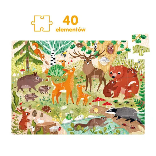 Dzikie puzzle 40 elementów. Las na Arena.pl