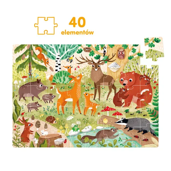Dzikie puzzle 40 elementów. Las zdjęcie 4