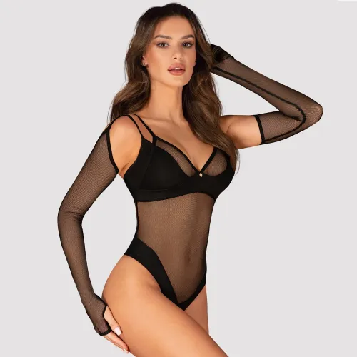 obsessive nesari xl/2xl długie czarne rękawiczki z siateczki na Arena.pl