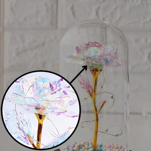 WIECZNA RÓŻA W SZKLE ŚWIECĄCA LED PREZENT PUDEŁKO NA WALENTYNKI DZIEŃ BABCI zdjęcie 9