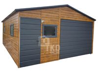 Garaż Blaszany 5x6 Brama - 3x okno PCV - drzwi - Jasny orzech TKD92