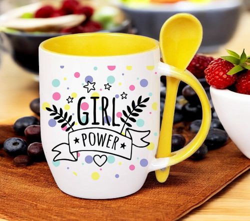 KUBEK Z ŁYŻECZKĄ PREZENT DZIEŃ KOBIET DLA KOLEŻANKI DZIEWCZYNY MAMY WZORY na Arena.pl