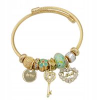 Bransoletka charms modułowa sztywna regulowana kolor złoty Klucz 04