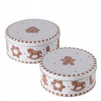 PUSZKA NA CIASTKA METALOWA RĘCZNIE MALOWANA ZESTAW 2 SZT 1350 ML 7-8 CM