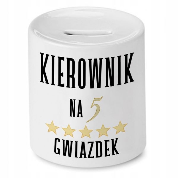 Skarbonka Dla Kierownika Kierownik Na 5 Gwiazdek Z Nadrukiem Ze Zdjęciem zdjęcie 1
