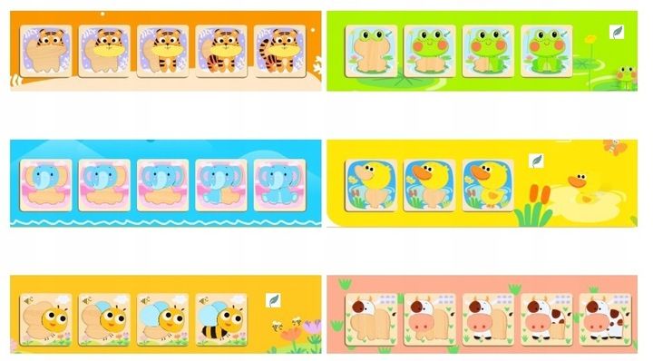 UKŁADANKA DREWNIANA KLOCKI PUZZLE ZWIERZĄTKA MONTESSORI 6SZT zdjęcie 5