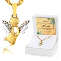 ZŁOTY ŁAŃCUSZEK 585 NASZYJNIK ANIOŁEK NA KOMUNIĘ PAMIĄTKA KOMUNII GRAWER