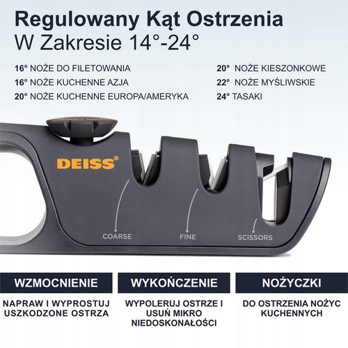 Deiss PRO Ostrzałka do noży z regulowanym kątem na Arena.pl