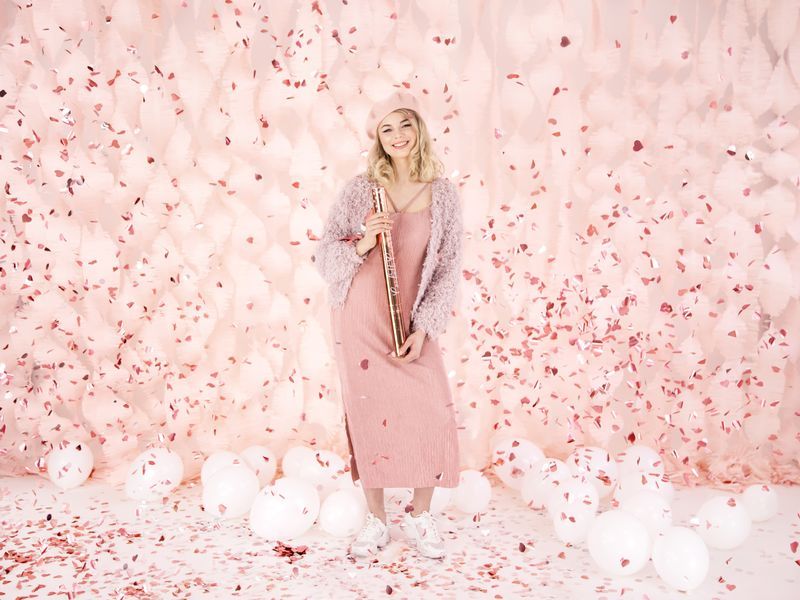 Konfetti pneumatyczne, serca różowo złote, 60 cm (PD) zdjęcie 4