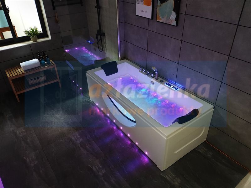 PROSTOKĄTNA WANNA Z HYDROMASAŻEM 180x80 SZYBA NEW! GRZAŁKA zdjęcie 17