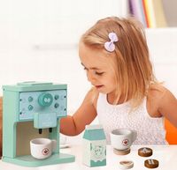 EKSPRES DO KAWY DREWNIANY DLA DZIECI AKCESORIA KUCHENNE FILIŻANKI MLEKO AGD